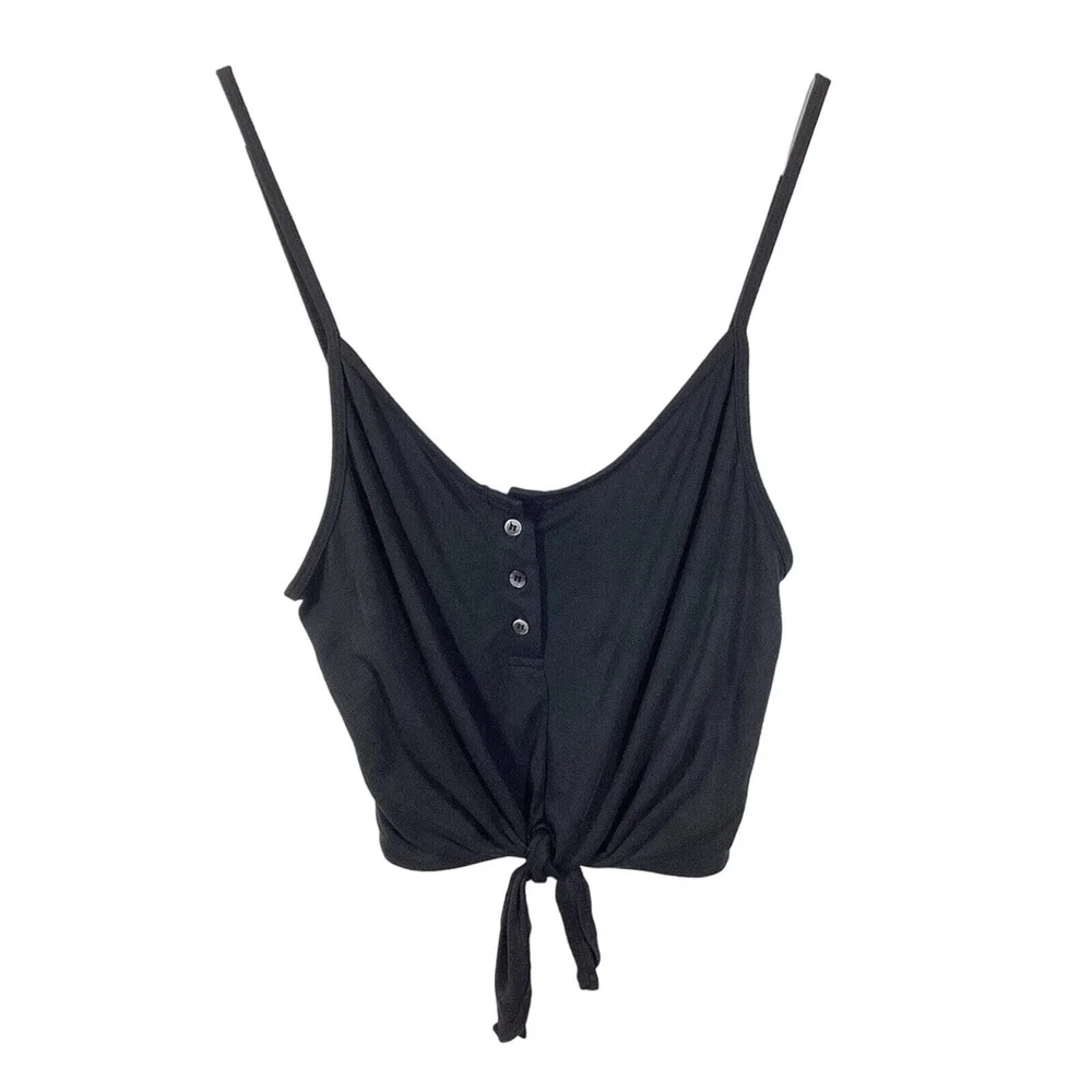 NWT Urban Outfitters Truly Madly Deeply Black Tie Front Henley Tank Sz M